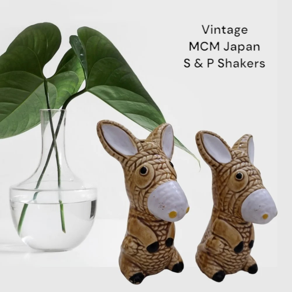 Vintage MCM Japan Rope Donkey Salt & Pepper Shakers